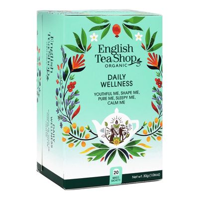 ETS "Daily Wellness" Tea Gift Set, Selected Wellness Teas, Organic, 5 Varieties, 20 Tea Bags