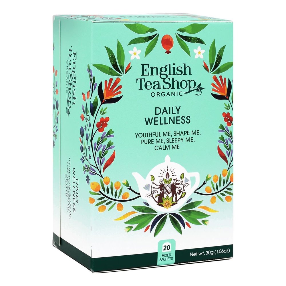 ETS "Daily Wellness" Tea Gift Set, Selected Wellness Teas, Organic, 5 Varieties, 20 Tea Bags