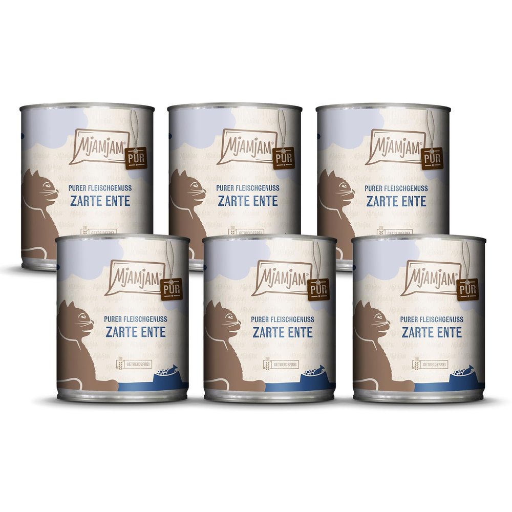 MjAMjAM Premium Wet Cat Food, Pure Duck, 6-Pack (6 x 800 g), Grain-Free