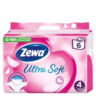 Zewa Ultra Soft Dry Toilet Paper, Mega Pack with 5 x 6 Rolls (150 Sheets Each)