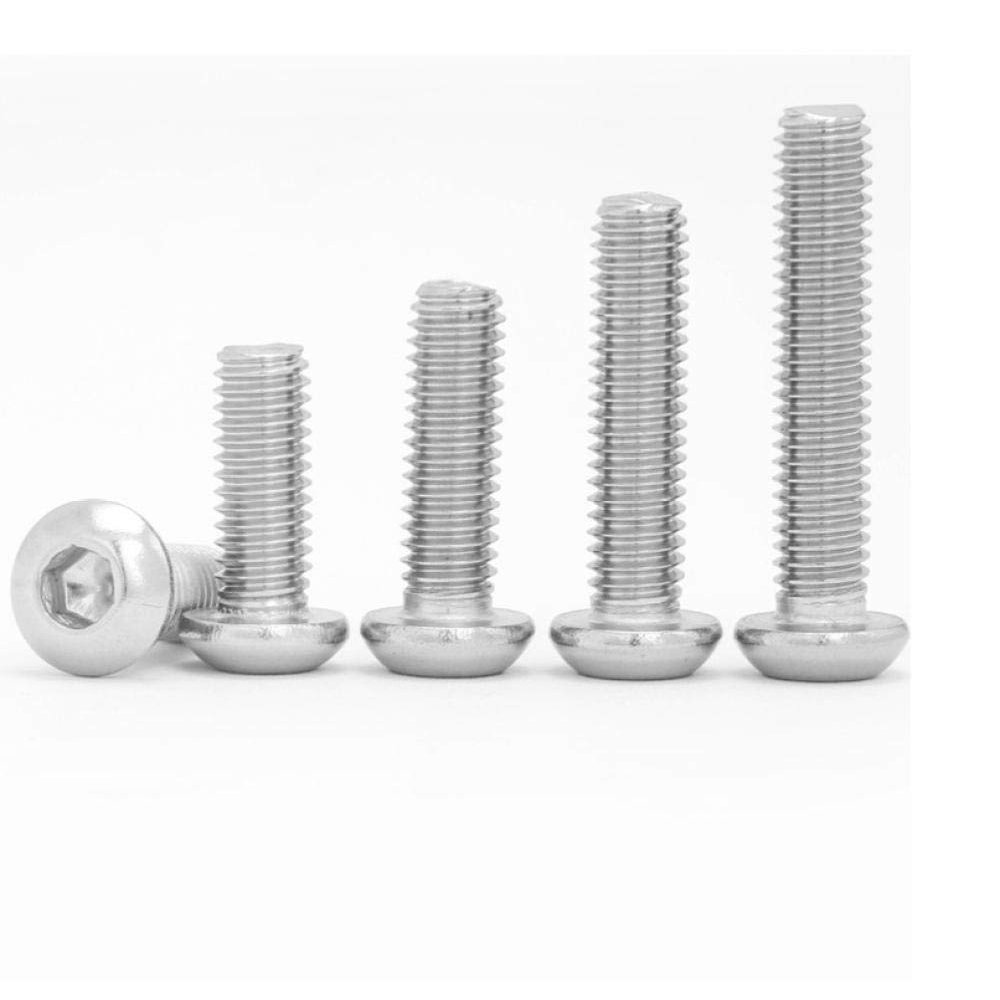 304 Stainless Steel Button Head Hex Socket Screw, M5 x 6 (20 Pieces)