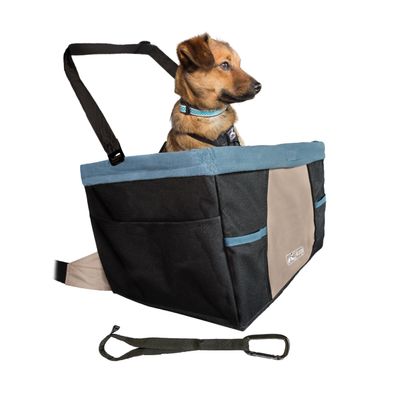 Kurgo Rover-Style Dog Car Seat for Small Dogs and Puppies Under 30 lb, Black/Blue