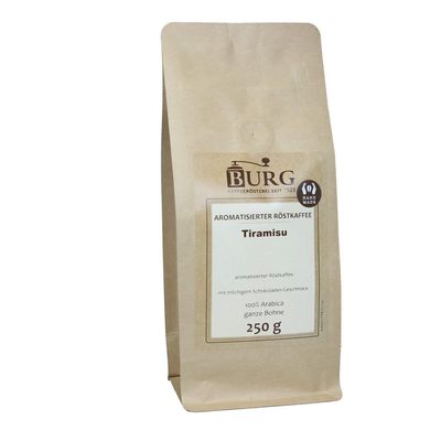 BURG Tiramisu-Flavored Coffee, 250 g, Whole Bean
