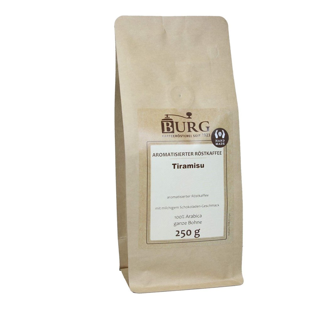BURG Tiramisu-Flavored Coffee, 250 g, Whole Bean