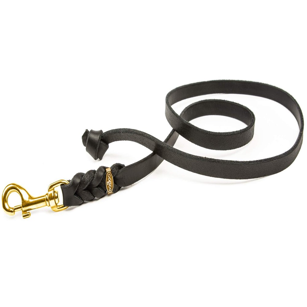 Leather Dog Leash 7.5 m for Small Dogs, Braided Tracking and Training Lead Without Hand Loop, 8 mm Black