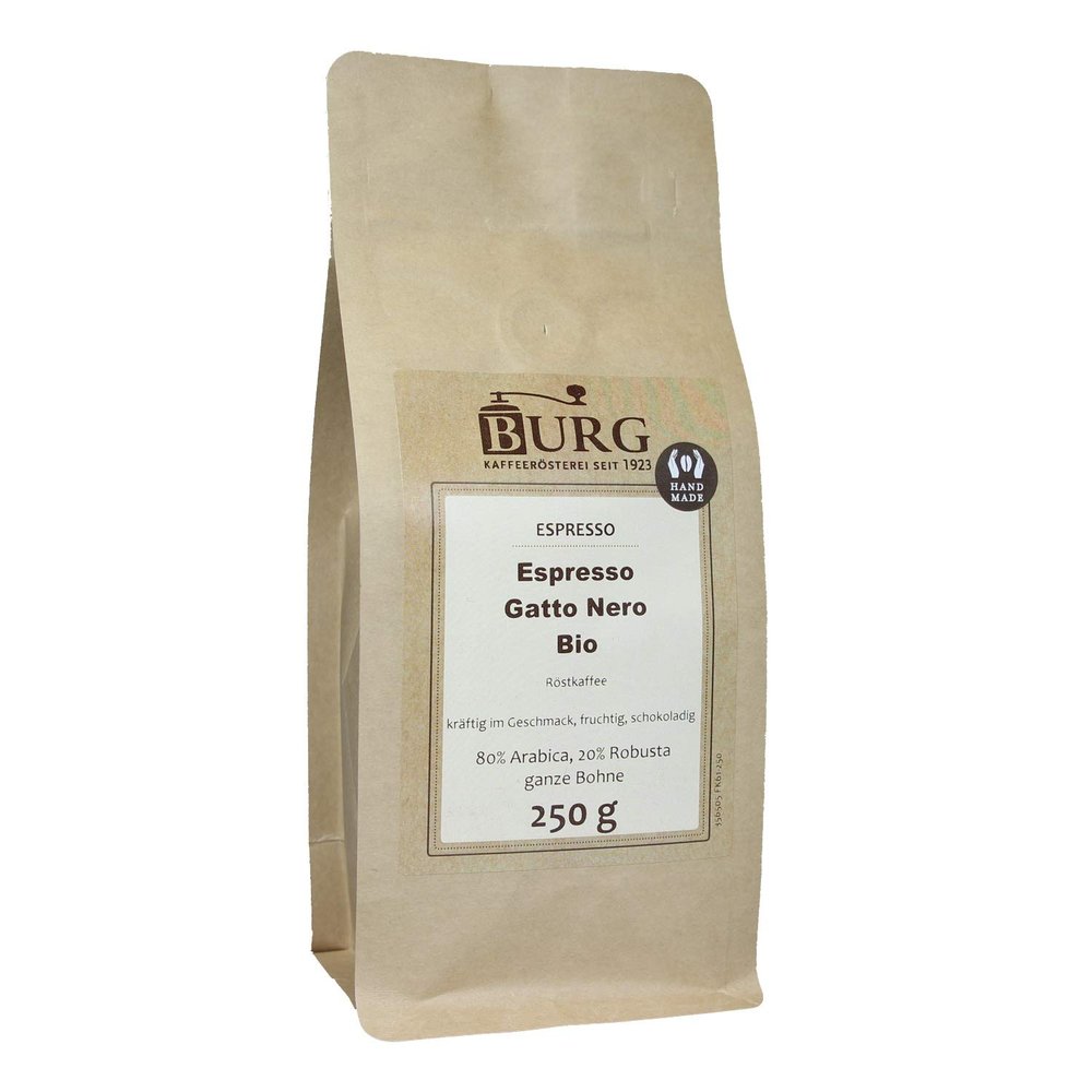 BURG Organic Espresso Gatto Nero, 1,000 g, Whole Bean