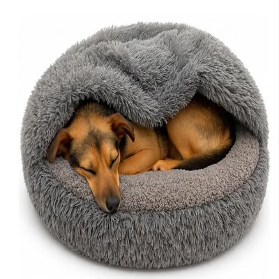 Odolplusz Round Cozy Dog and Cat Bed, Gray