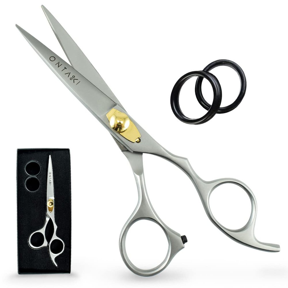 Ontaki 6.5-Inch Hair Cutting Scissors, Japanese Steel Barber Shears, Silver