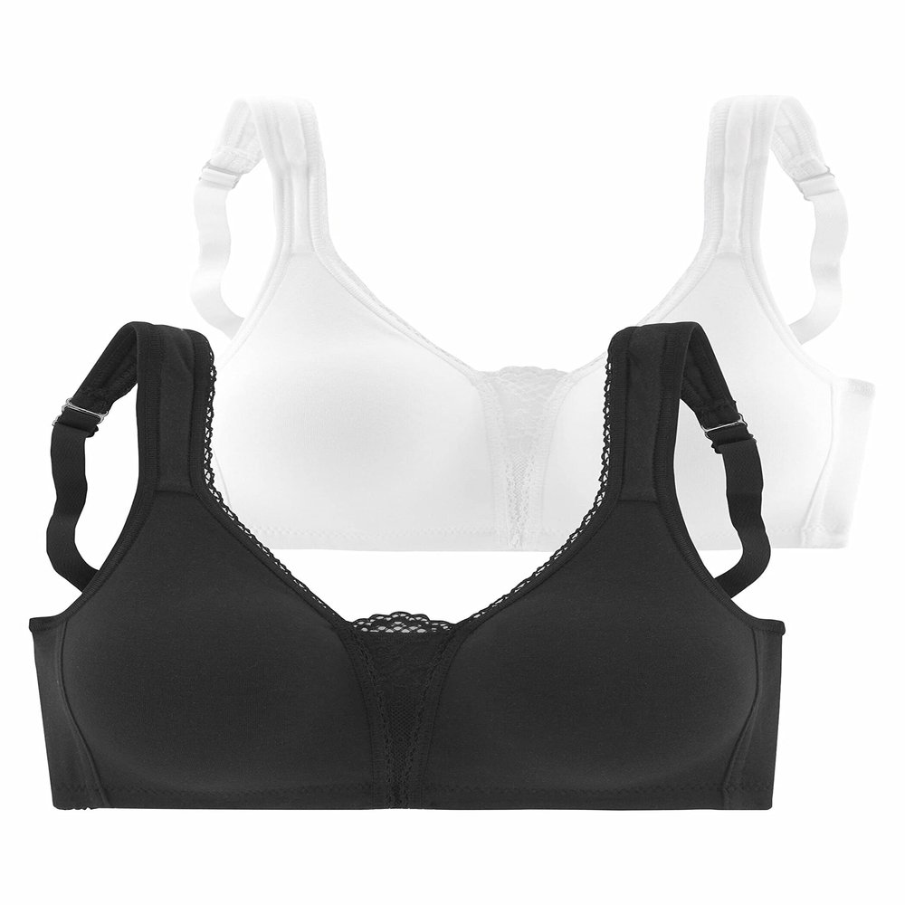 PETITE FLEUR by Lascana Women's Cotton Lace Wireless Bra with Padded Straps