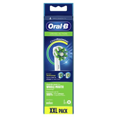 Oral-B CrossAction Replacement Brush Heads with CleanMaximiser Technology, 8 Count