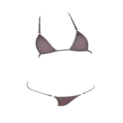 LinvMe Women's Sheer Micro Bikini Set, Gray, One Size