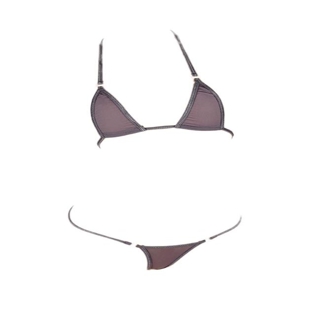LinvMe Women's Sheer Micro Bikini Set, Gray, One Size