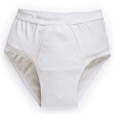 Men's Incontinence Brief PROtect | Discreet Brief with Integrated Absorbent Insert | Boil-Washable (White, M)