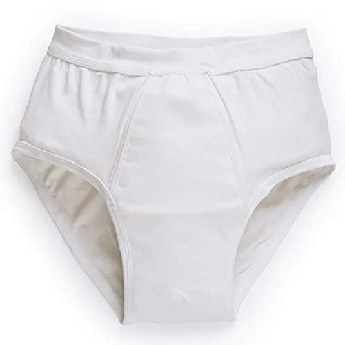 Men's Incontinence Brief PROtect | Discreet Brief with Integrated Absorbent Insert | Boil-Washable (White, M)