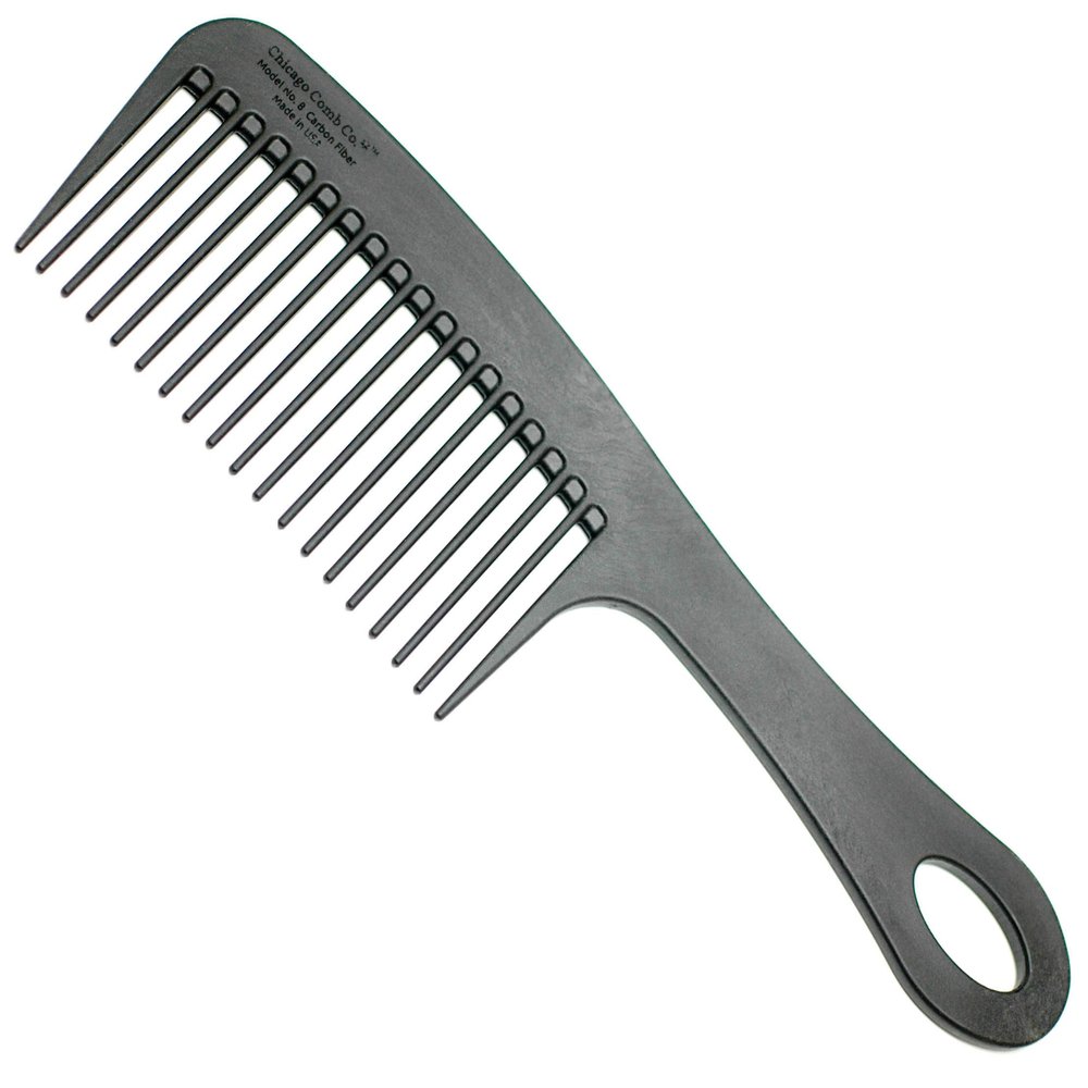 Chicago Comb Model 8 Carbon Fiber Antistatic Detangling and Shower Comb, 21.5 cm