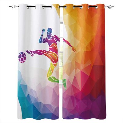 zpangg Blackout Curtains, Geometric Football Pattern, 2 Panels, 150 x 166 cm