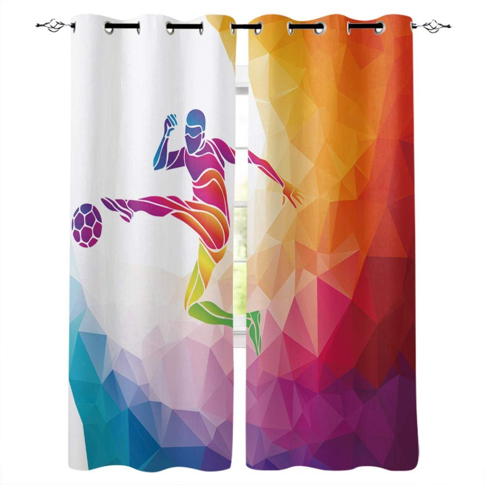 zpangg Blackout Curtains, Geometric Football Pattern, 2 Panels, 150 x 166 cm