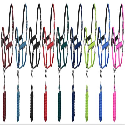 Double-Adjustment Halter with Lead Rope and Fleece Padding, Satin Buckles, SHINY FITTINGS Pony