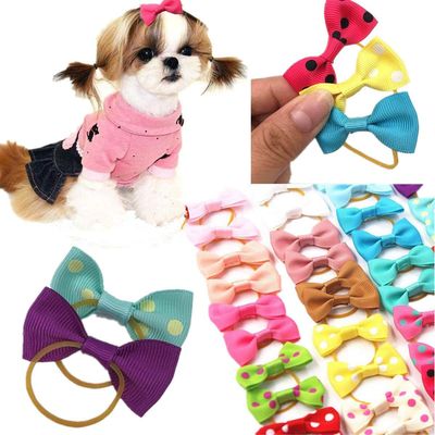 Cuhair Bow Design for Kittens and Puppies, Ponytail Holders for Pets, 20 Pieces
