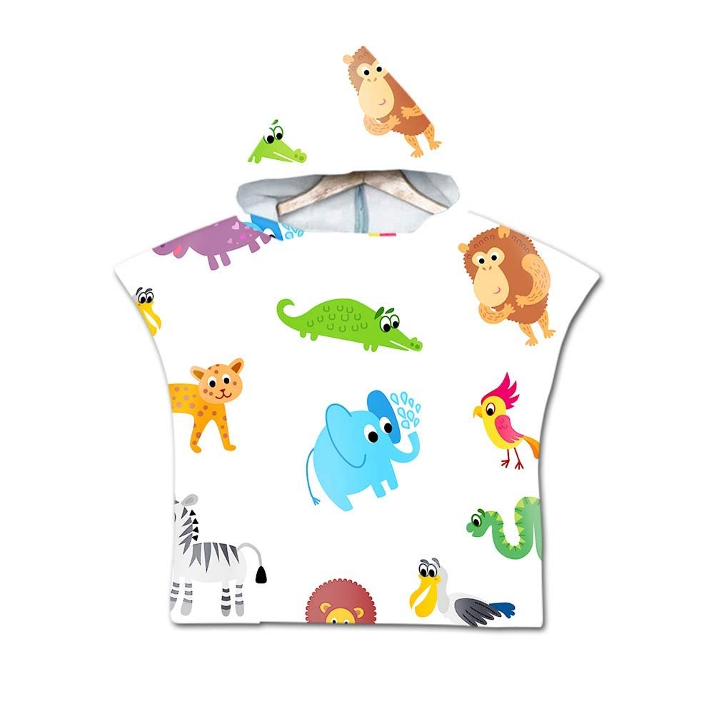 Chickwin Chickw1 Hooded Bath Poncho Towel for Kids, Blue Elephant, 60 x 80 cm