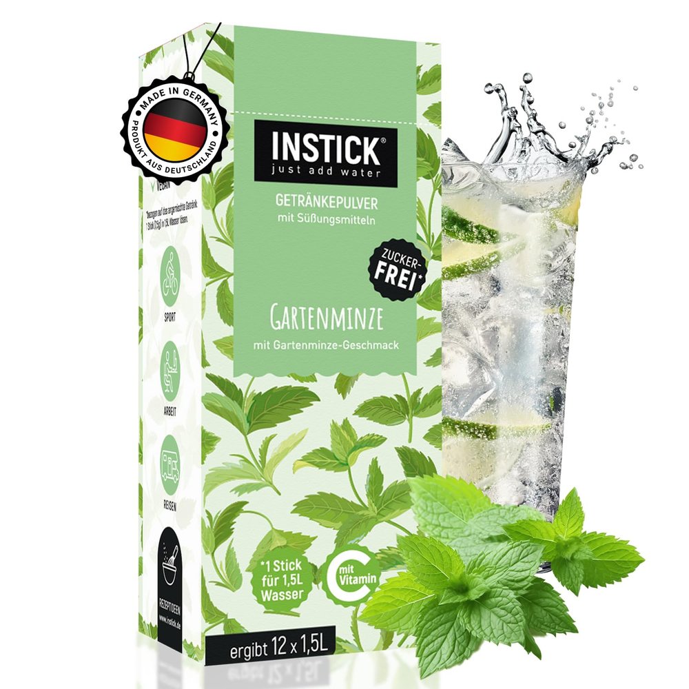INSTICK Sugar-Free Garden Mint Drink Powder, 0.5–1 L