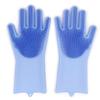 Silicone Dishwashing Gloves with Scrubber, Light Blue view 1