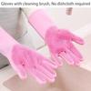Silicone Dishwashing Gloves with Scrubber, Light Blue view 2