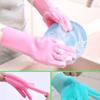 Silicone Dishwashing Gloves with Scrubber, Light Blue view 3