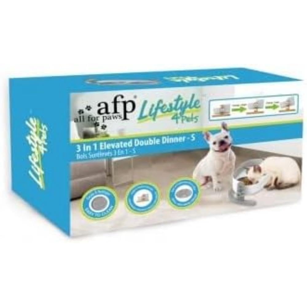 ALL FOR PAWS Lifestyle 3-in-1 Elevated Dog Bowl, Small, 8.3007 kg