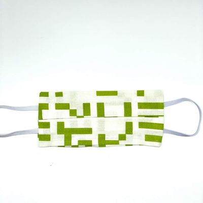 Handmade Cotton Mask for Adults (White/Green)