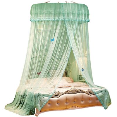 Kaiyei Universal Mosquito Net Canopy for Double, Single and Kids' Beds, Round Princess Canopy with Adhesive Hook, Green, 200 x 220 cm