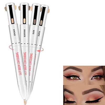 4-in-1 Rotating Eyebrow Contour Pencil, Twist to Change Color, Waterproof and Long-Lasting, No. 3