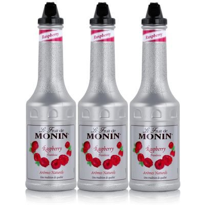 Monin Raspberry Fruit Purée Mix, 1.0 L, Pack of 3