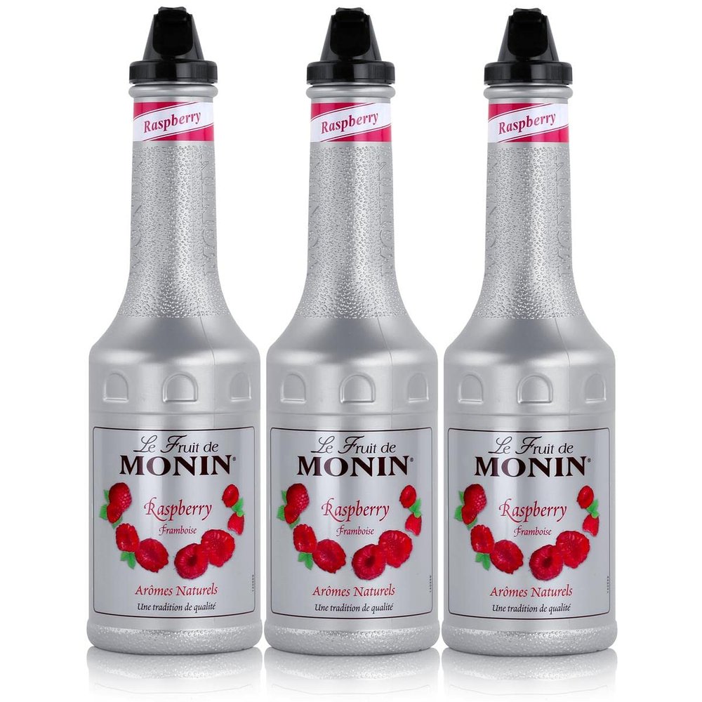 Monin Raspberry Fruit Purée Mix, 1.0 L, Pack of 3