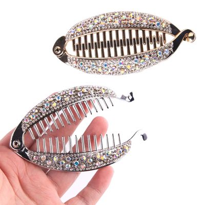 Adiasen Women's Fish Hair Clip with Crystals, Metal and Plastic, 2-Pack