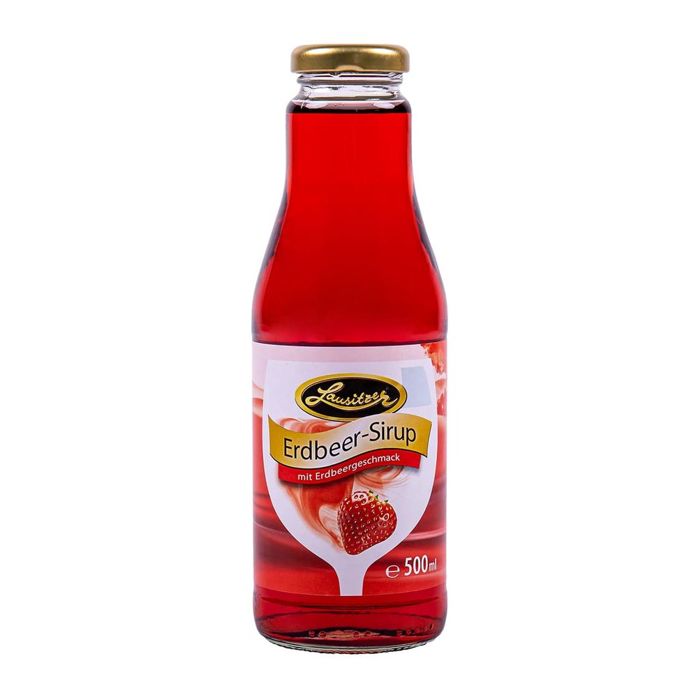 Lausitzer Strawberry Syrup, 6 x 500 ml Glass Bottles