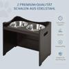 PawHut Height-Adjustable Elevated Dog Bowl for All Dog Sizes, Coffee view 3