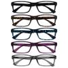 OPULIZE Reading Glasses 5-Pack, Black Brown Blue Purple Gray, Men’s and Women’s, +1.00 view 1