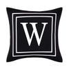 ASPMIZ Pillow Cover with English Alphabet and Initials Design, Black Letters, Decorative Cover for Bed, Bedroom, Couch, Sofa, Black, 45.7 x 45.7 cm view 1