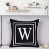 ASPMIZ Pillow Cover with English Alphabet and Initials Design, Black Letters, Decorative Cover for Bed, Bedroom, Couch, Sofa, Black, 45.7 x 45.7 cm view 2