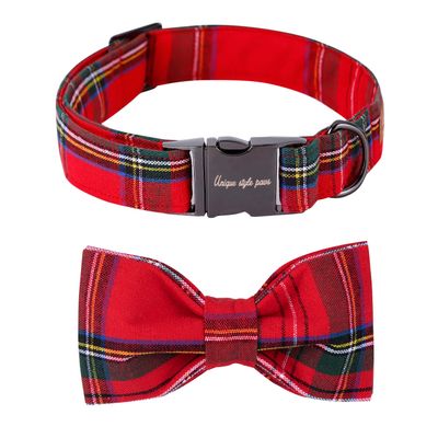 Unique Style Paws Dog Collar with Removable Bow, Adjustable, XXS-XL