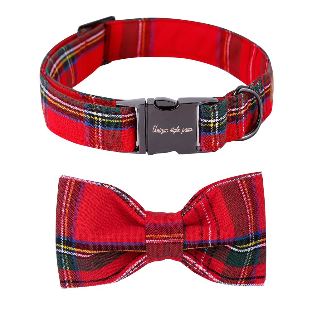 Unique Style Paws Dog Collar with Removable Bow, Adjustable, XXS-XL
