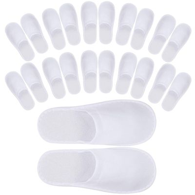 Tbestmax 24 Pairs Disposable Spa Slippers, Closed-Toe, White