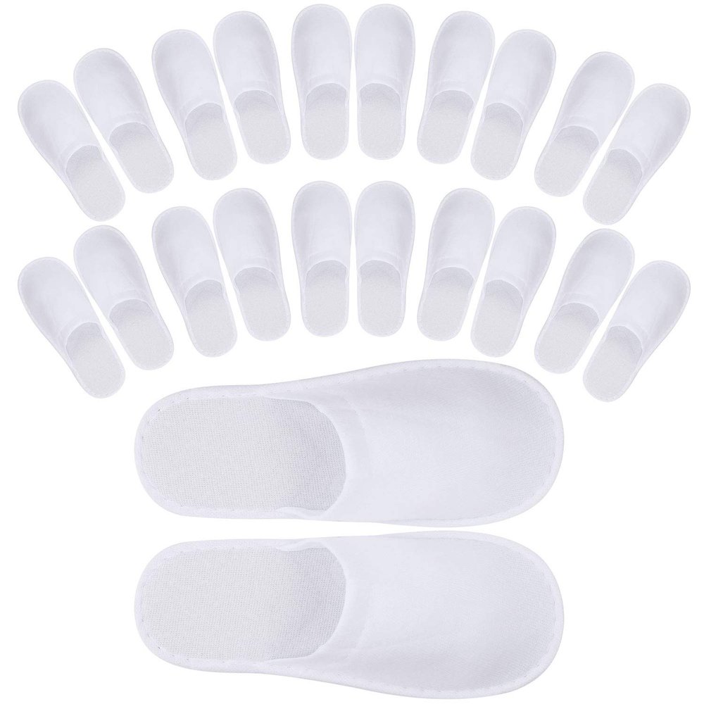 Tbestmax 24 Pairs Disposable Spa Slippers, Closed-Toe, White