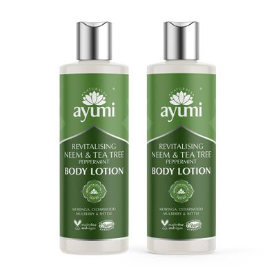 Ayumi Neem & Tea Tree Body Lotion, Vegan, Cruelty-Free, Dermatologically Tested, 2 x 250 ml