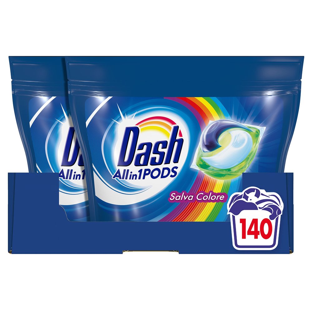 Dash Pods Laundry Detergent, 140 Washes (2 x 70), Color Care, Maxi Size, Effective at Low Temperatures