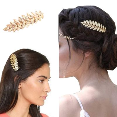 Vintage Metal Hair Clip with Leaves for Women and Girls