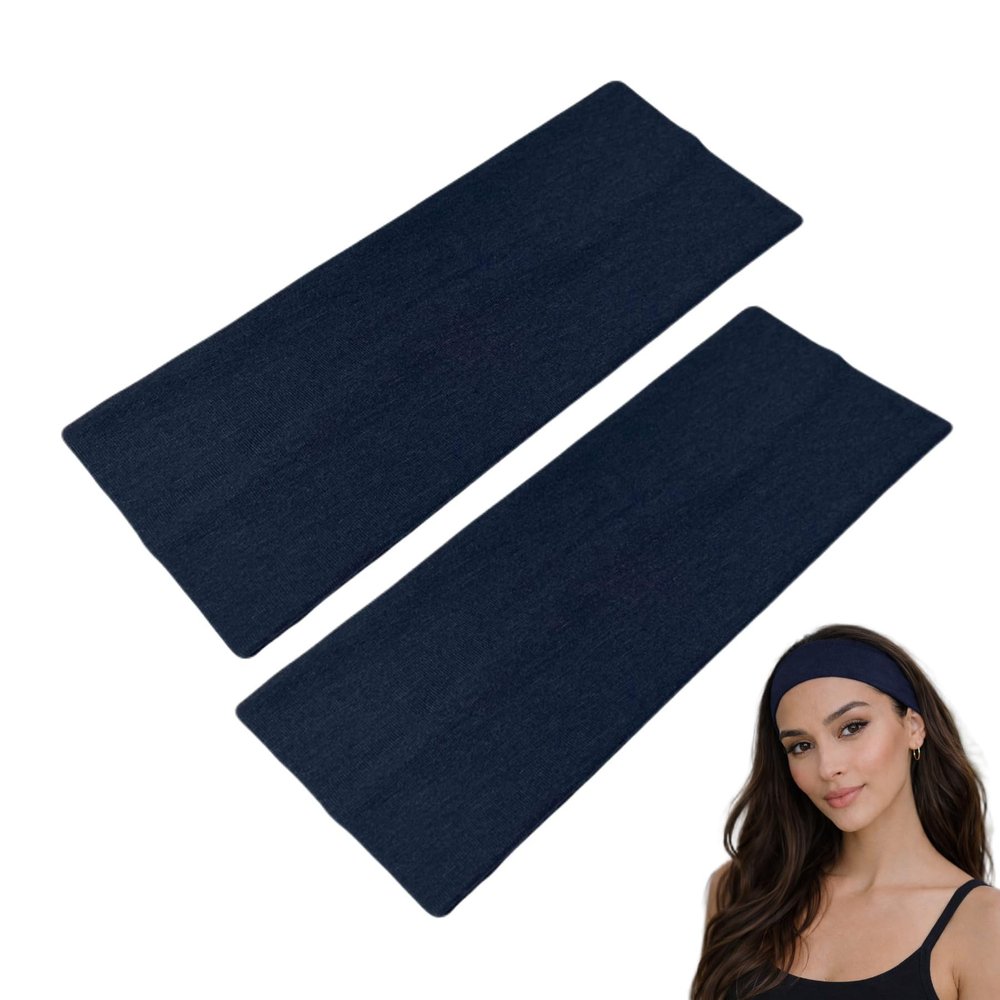 9 cm Wide Solid Stretch Kylie Headband, Unisex, Navy Blue