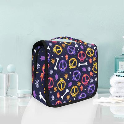 Pink and Purple Skull Hanging Toiletry Bag