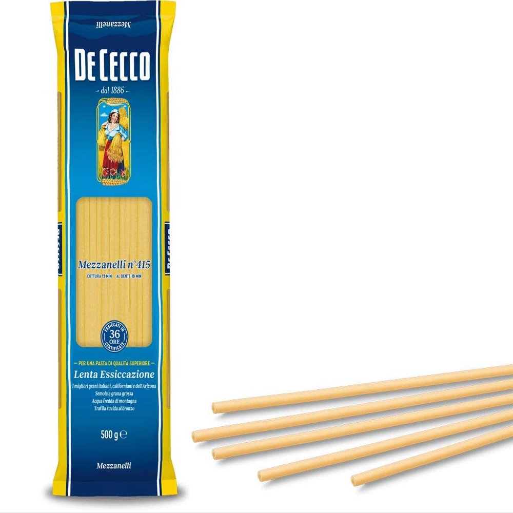 20x De Cecco 100% Italian Mezzanelli No. 415 Long Pasta, 500 g